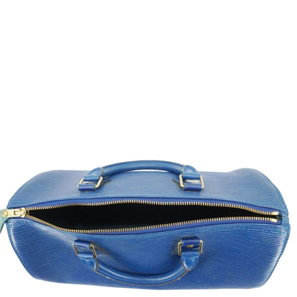 LOUIS VUITTON Speedy 30 Epi Leather Satchel Bag Blue