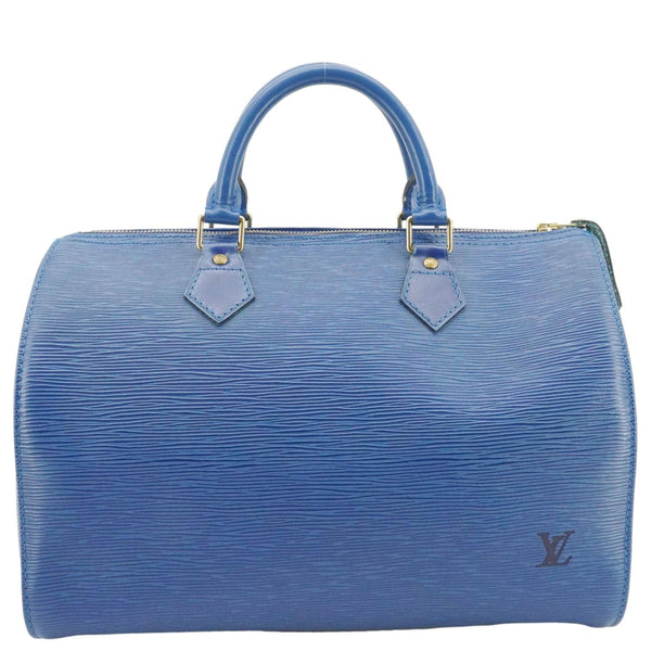 LOUIS VUITTON Speedy 30 Epi Leather Satchel Bag Blue