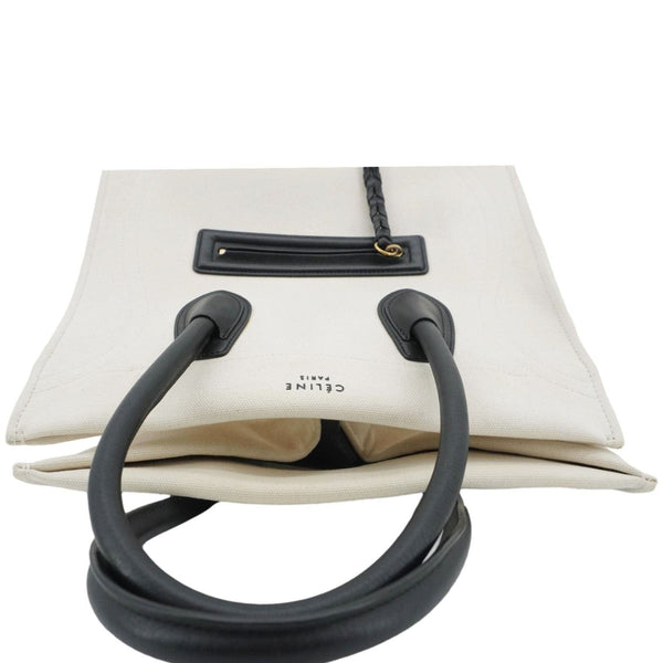 CELINE Luggage Phantom Medium Cotton Canvas Tote Bag White