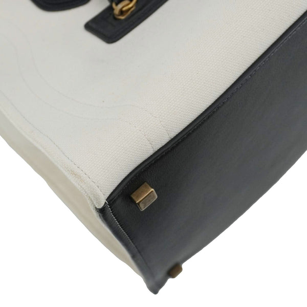 CELINE Luggage Phantom Medium Cotton Canvas Tote Bag White