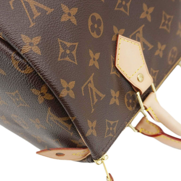 LOUIS VUITTON Speedy 30 Monogram Canvas Satchel Bag Brown