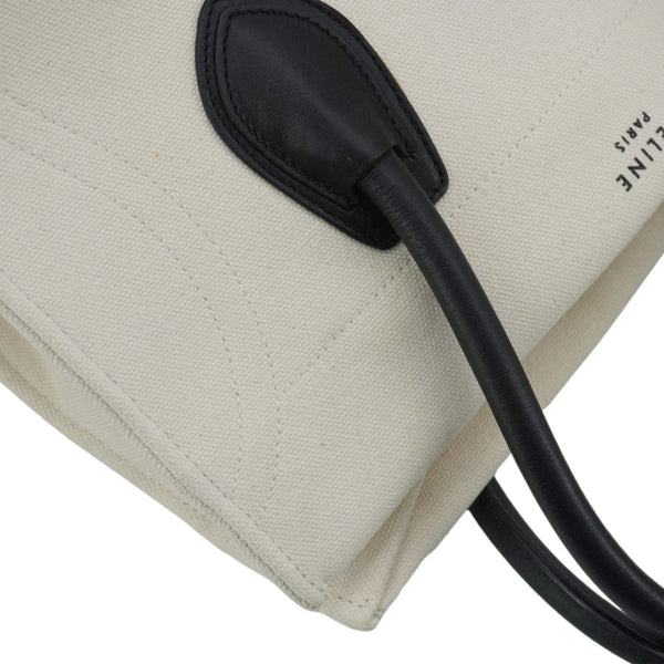 CELINE Luggage Phantom Medium Cotton Canvas Tote Bag White