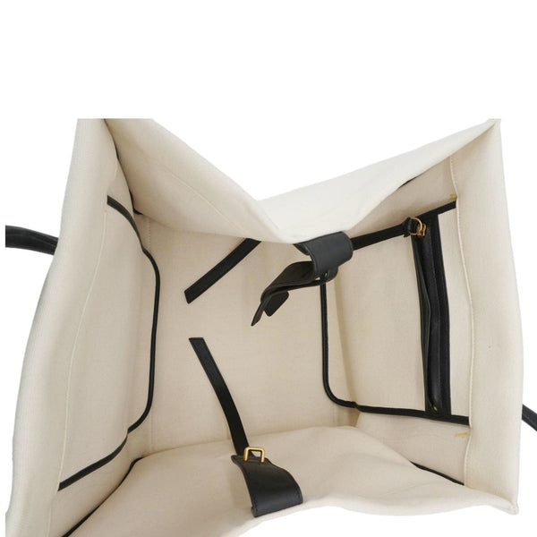 CELINE Luggage Phantom Medium Cotton Canvas Tote Bag White