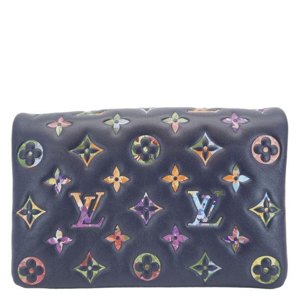 LOUIS VUITTON Coussin Pochette Garden Embossed Leather Crossbody Bag Navy Blue
