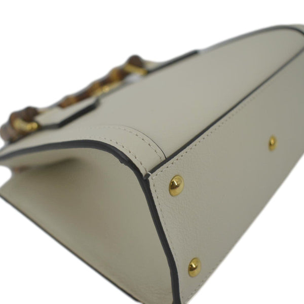 GUCCI Diana Bamboo Mini Leather Tote Bag White 655661