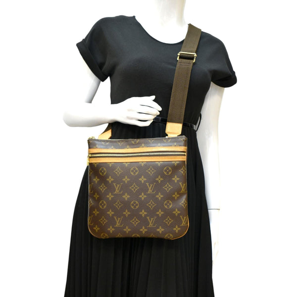 LOUIS VUITTON Bosphore Pochette Monogram Canvas Shoulder Bag Brown