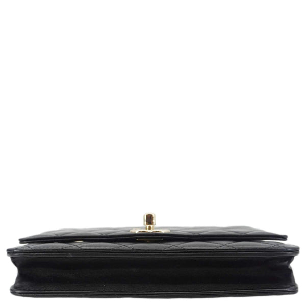 CHANEL Trendy CC Quilted Leather Wallet On Chain Crossbody Bag Black