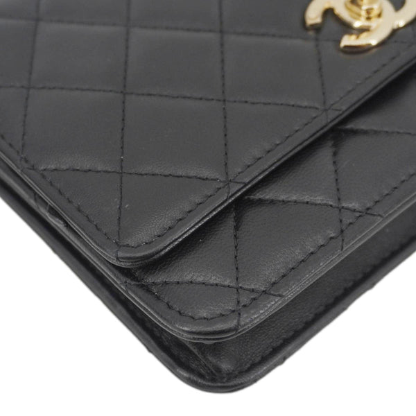 CHANEL Trendy CC Quilted Leather Wallet On Chain Crossbody Bag Black