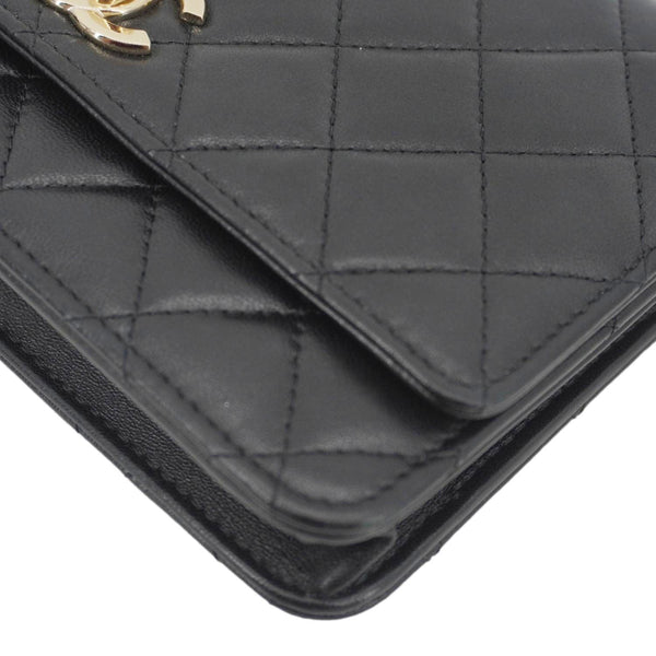 CHANEL Trendy CC Quilted Leather Wallet On Chain Crossbody Bag Black