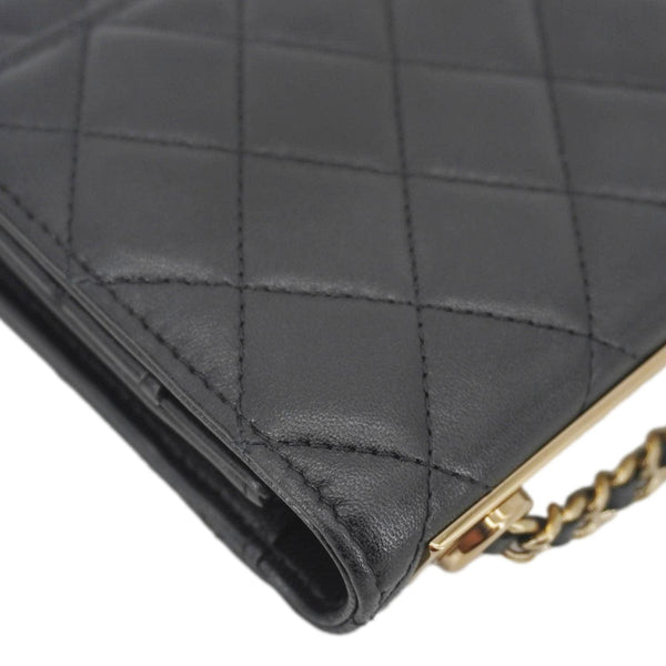 CHANEL Trendy CC Quilted Leather Wallet On Chain Crossbody Bag Black