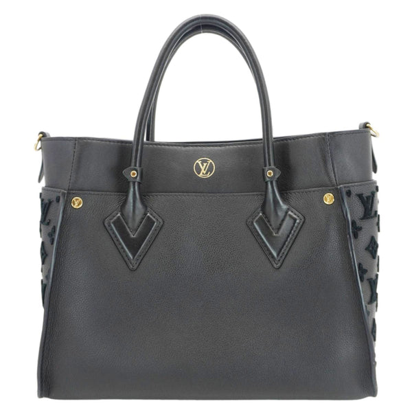 LOUIS VUITTON On My Side MM Monogram Tuffetage Leather Shoulder Bag Black