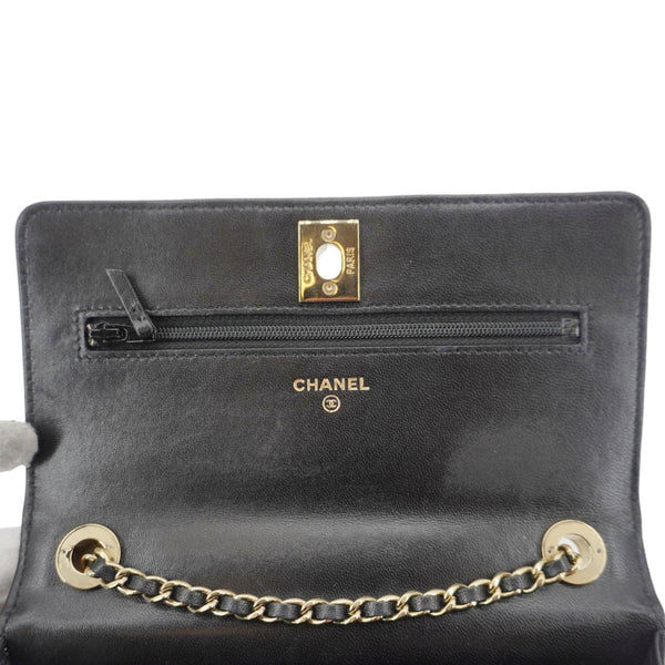 CHANEL Trendy CC Quilted Leather Wallet On Chain Crossbody Bag Black