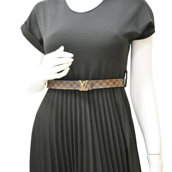 LOUIS VUITTON LV Initiales Damier Ebene Belt Brown
