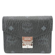 MCM Patricia Three Fold Visetos Monogram Canvas Wallet Black