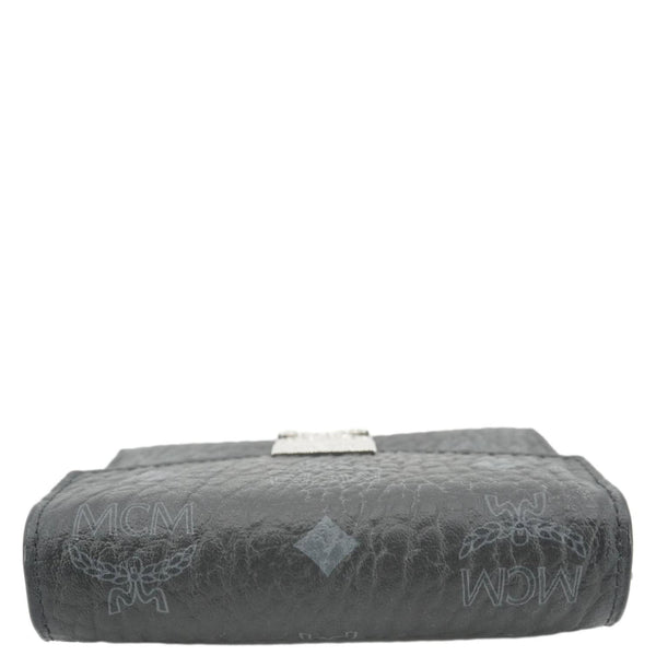 MCM Patricia Three Fold Visetos Monogram Canvas Wallet Black