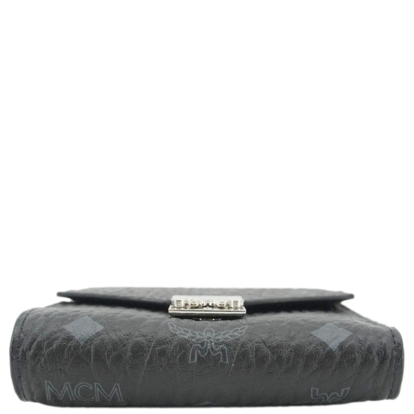 MCM Patricia Three Fold Visetos Monogram Canvas Wallet Black