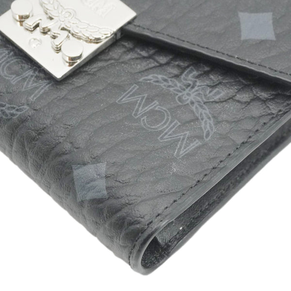 MCM Patricia Three Fold Visetos Monogram Canvas Wallet Black