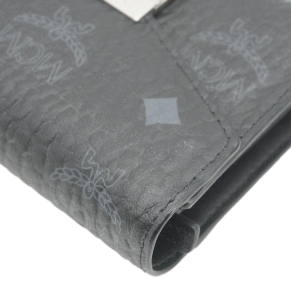 MCM Patricia Three Fold Visetos Monogram Canvas Wallet Black