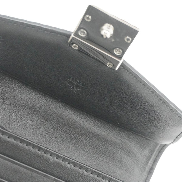 MCM Patricia Three Fold Visetos Monogram Canvas Wallet Black