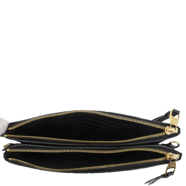 LOUIS VUITTON Double Zip Pochette Monogram Empreinte Crossbody Bag Black