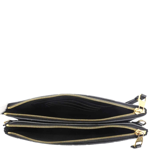 LOUIS VUITTON Double Zip Pochette Monogram Empreinte Crossbody Bag Black