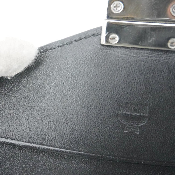 MCM Patricia Three Fold Visetos Monogram Canvas Wallet Black