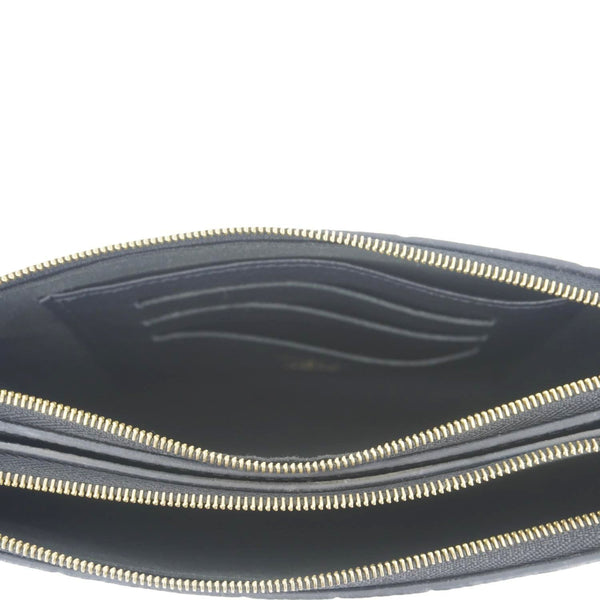 LOUIS VUITTON Double Zip Pochette Monogram Empreinte Crossbody Bag Black