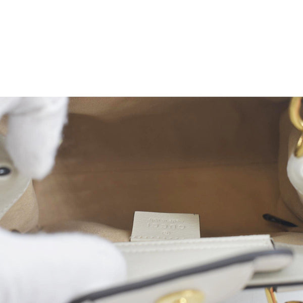 GUCCI Diana Bamboo Mini Leather Tote Bag White 655661