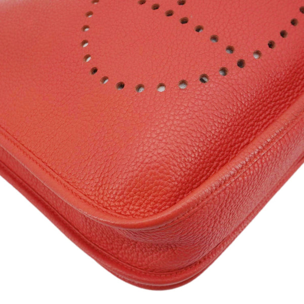 HERMES Evelyne PM Clemence Leather Crossbody Bag Red