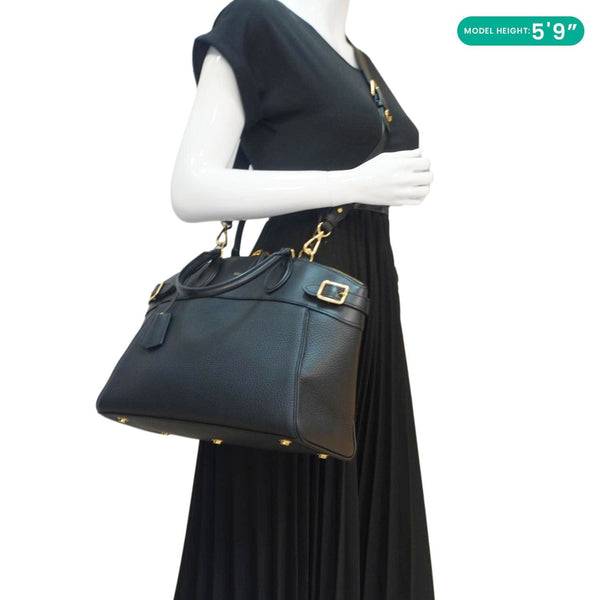 LOUIS VUITTON Vendome MM Taurillon Leather Shoulder Bag Black