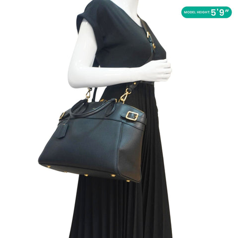 LOUIS VUITTON Vendome MM Taurillon Leather Shoulder Bag Black