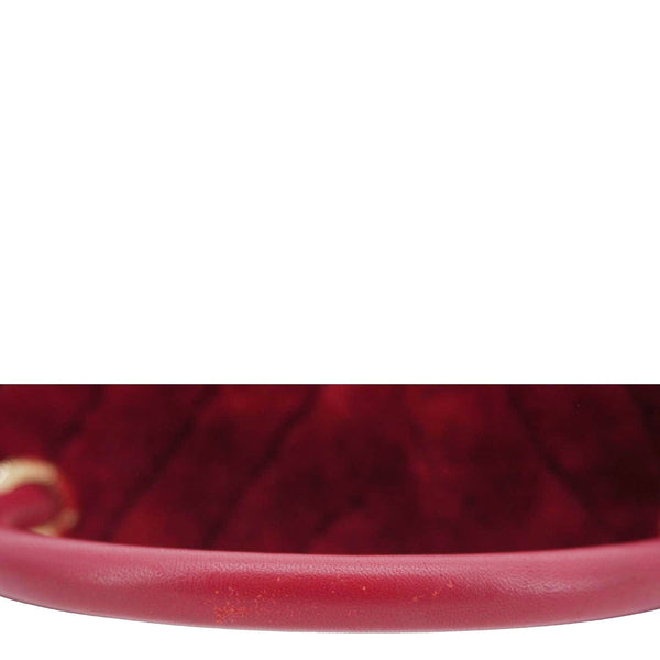 CHANEL Coco Handle Flap Shearling Chevron Shoulder Bag Red