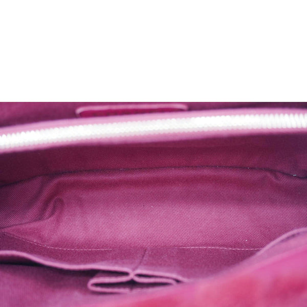 CHANEL Coco Handle Flap Shearling Chevron Shoulder Bag Red