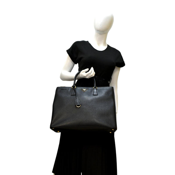 PRADA Galleria Double-Zip Saffiano Leather Tote Bag Black