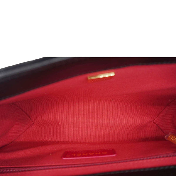 CHANEL Strass Diamond Lock Flap Velvet Shoulder Bag Black