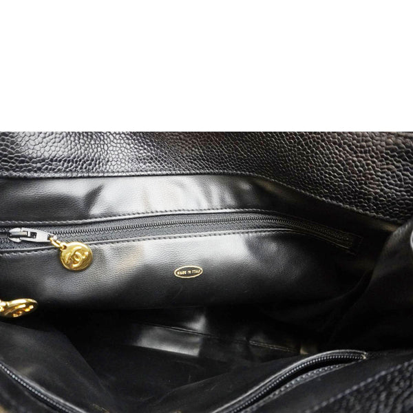 CHANEL Vintage Timeless CC Caviar Leather Chain Shoulder Strap Black