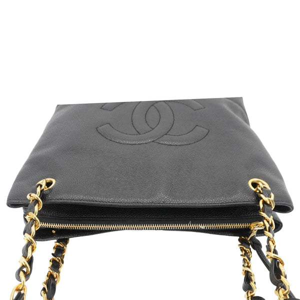 CHANEL Vintage Timeless CC Caviar Leather Chain Shoulder Strap Black