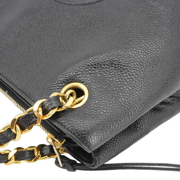 CHANEL Vintage Timeless CC Caviar Leather Chain Shoulder Strap Black