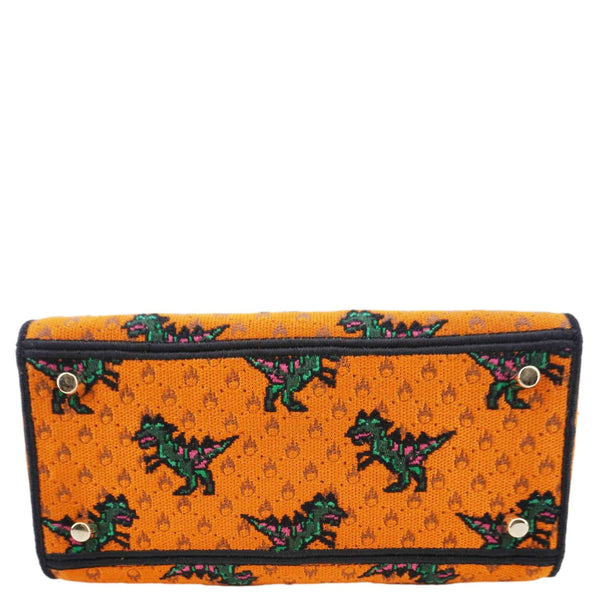 CHRISTIAN DIOR Lady Dior D-Lite Medium Dino Embroidered Shoulder Bag Orange