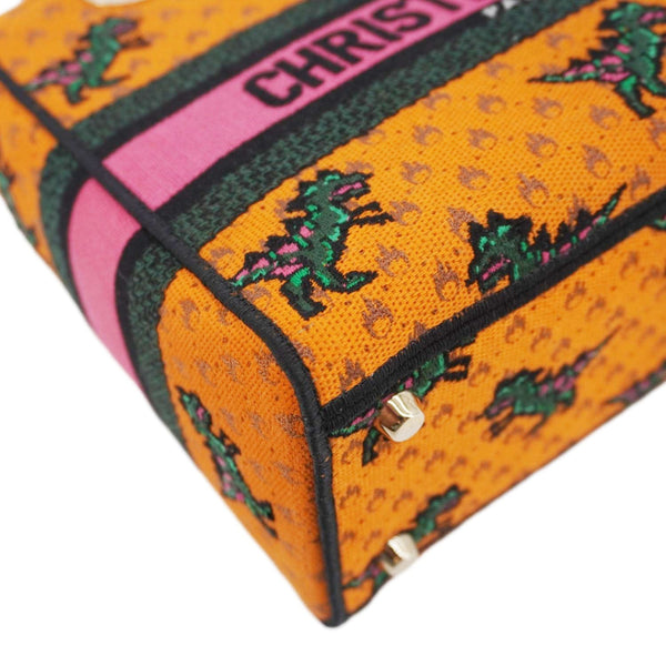 CHRISTIAN DIOR Lady Dior D-Lite Medium Dino Embroidered Shoulder Bag Orange