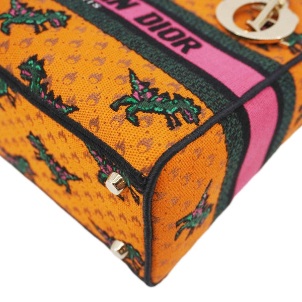 CHRISTIAN DIOR Lady Dior D-Lite Medium Dino Embroidered Shoulder Bag Orange