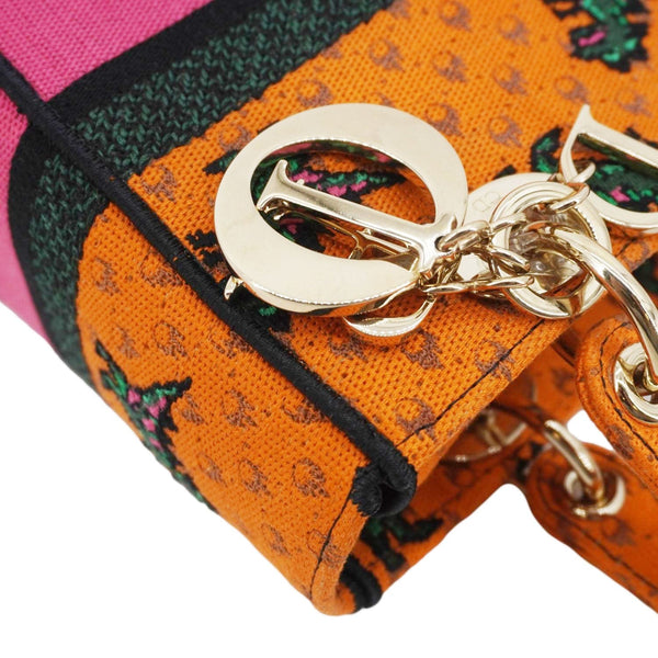 CHRISTIAN DIOR Lady Dior D-Lite Medium Dino Embroidered Shoulder Bag Orange