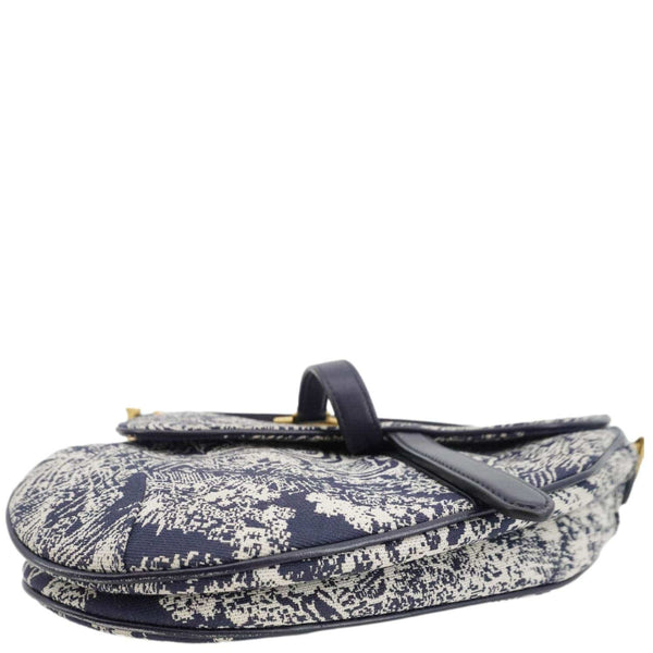 CHRISTIAN DIOR Saddle Reverse Embroidered Toile Hobo Bag Blue