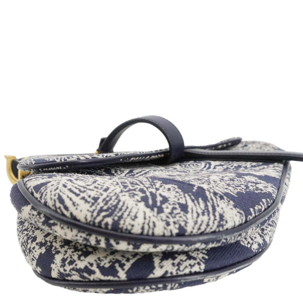 CHRISTIAN DIOR Saddle Reverse Embroidered Toile Hobo Bag Blue