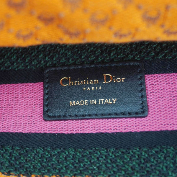 CHRISTIAN DIOR Lady Dior D-Lite Medium Dino Embroidered Shoulder Bag Orange