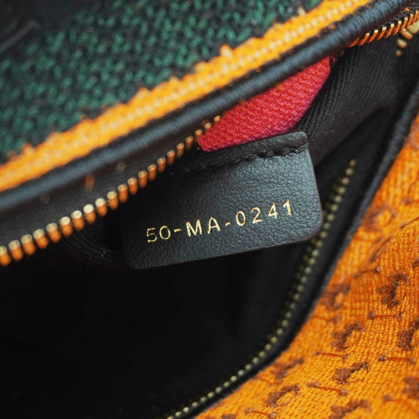 CHRISTIAN DIOR Lady Dior D-Lite Medium Dino Embroidered Shoulder Bag Orange