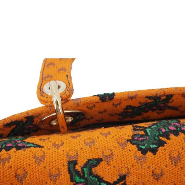 CHRISTIAN DIOR Lady Dior D-Lite Medium Dino Embroidered Shoulder Bag Orange