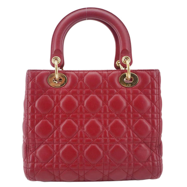Lady Dior Red Leather Bag with gold hardware handles