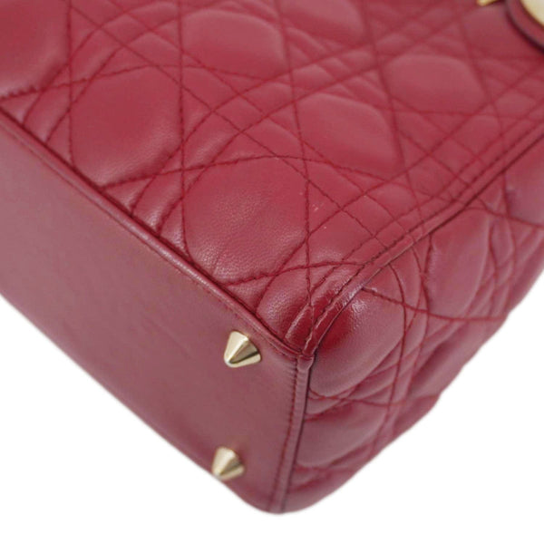 CHRISTIAN DIOR Lady Dior Medium Cannage Leather Crossbody Bag Red