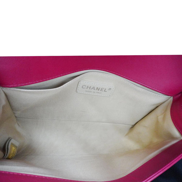 CHANEL Boy Mixed Chevron Flap Lambskin Quilted Shoulder Bag Red